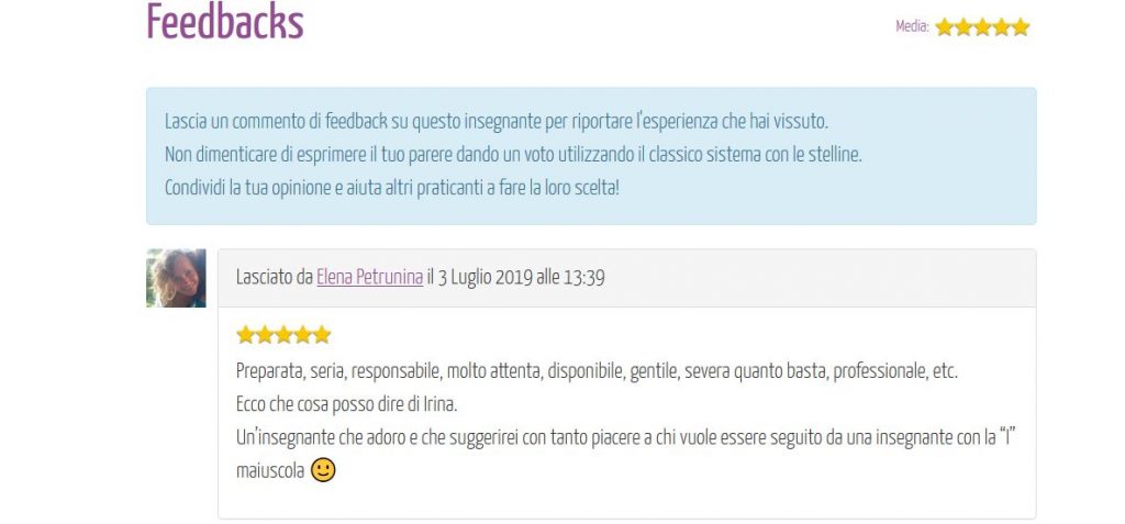 Feedback portale EventiYoga 