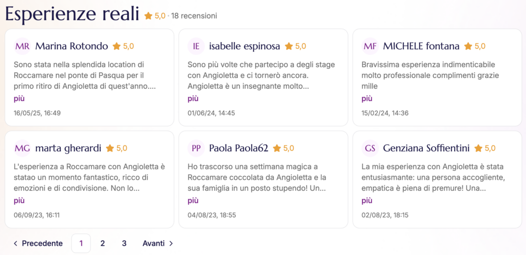 esempio recensioni insegnante di yoga su eventiyoga